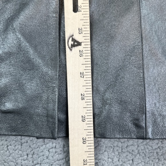 Terry Lewis Leather Blazer Jacket Women Medium Silver 3 Button Lined Luxury Coat - Picture 6 of 16